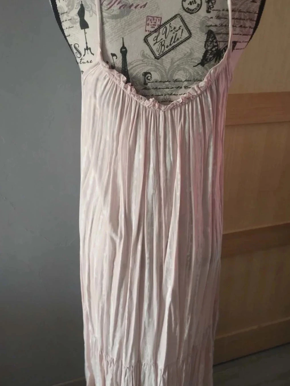 Lichtroze/witte lange jurk met schouderbanden, one size, Made in Italy – photo 6